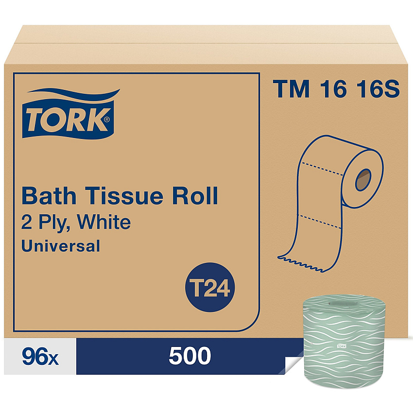 Tork&reg; Standard Toilet Paper, 2-Ply, 500 Sheets, 96 Rolls (TM1616S)