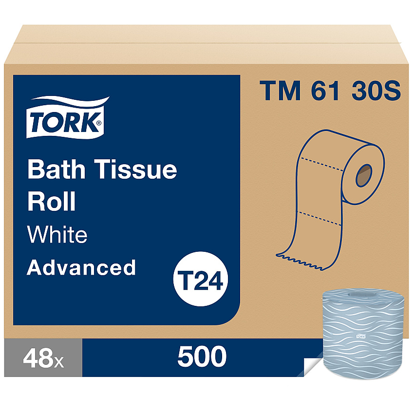 Tork&reg; Advanced Toilet Paper, 2-Ply, White, 500 Sheets, 48 Rolls (TM6130S)