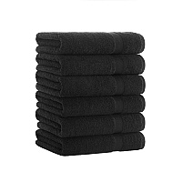 True Color Bath Towel 25x52 Black - Pack Of 6 (P-BATH-BK-6)
