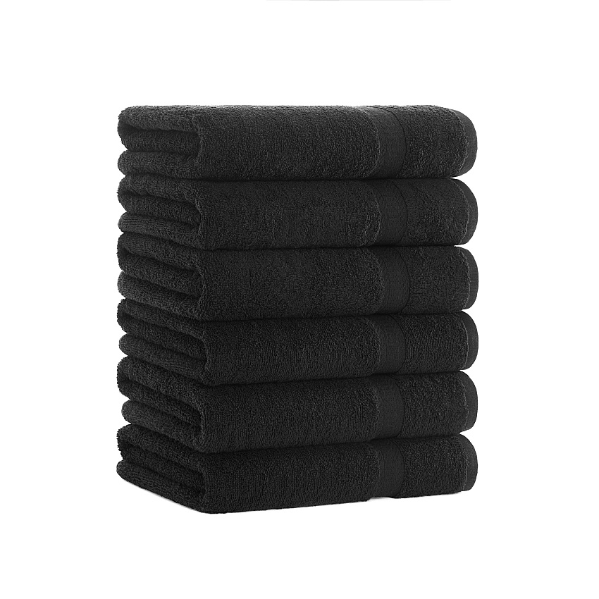 True Color Bath Towel 25x52 Black - Pack Of 6 (P-BATH-BK-6)