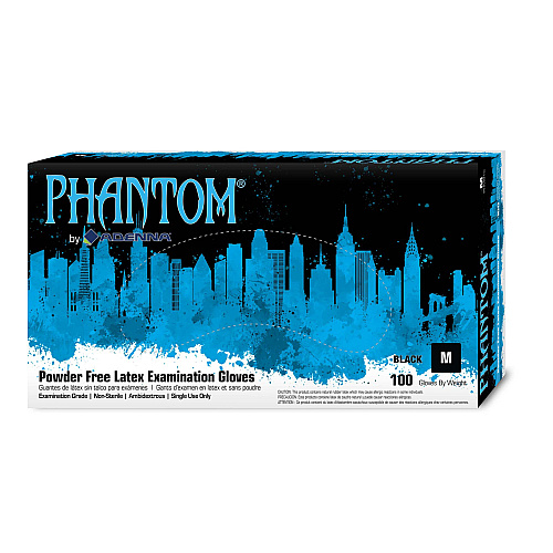 Phantom Latex Powder Free 6 Mil Exam Gloves Black Med, Case Of 1000 (PHM915)