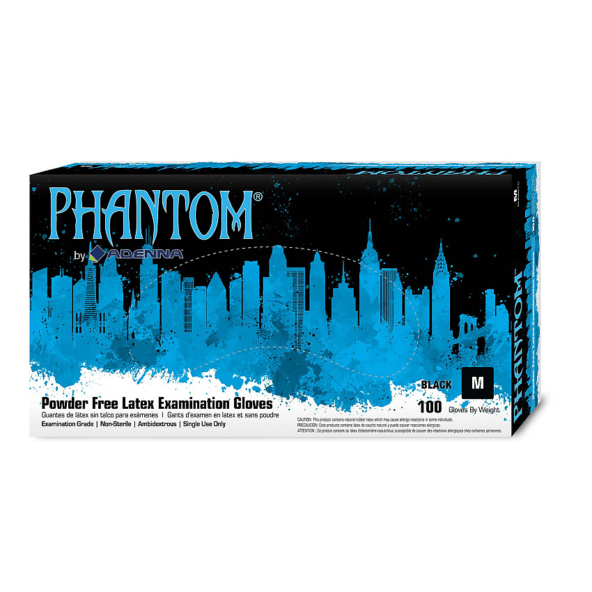 Phantom Latex Powder Free 6 Mil Exam Gloves Black Med, Case Of 1000 (PHM915)