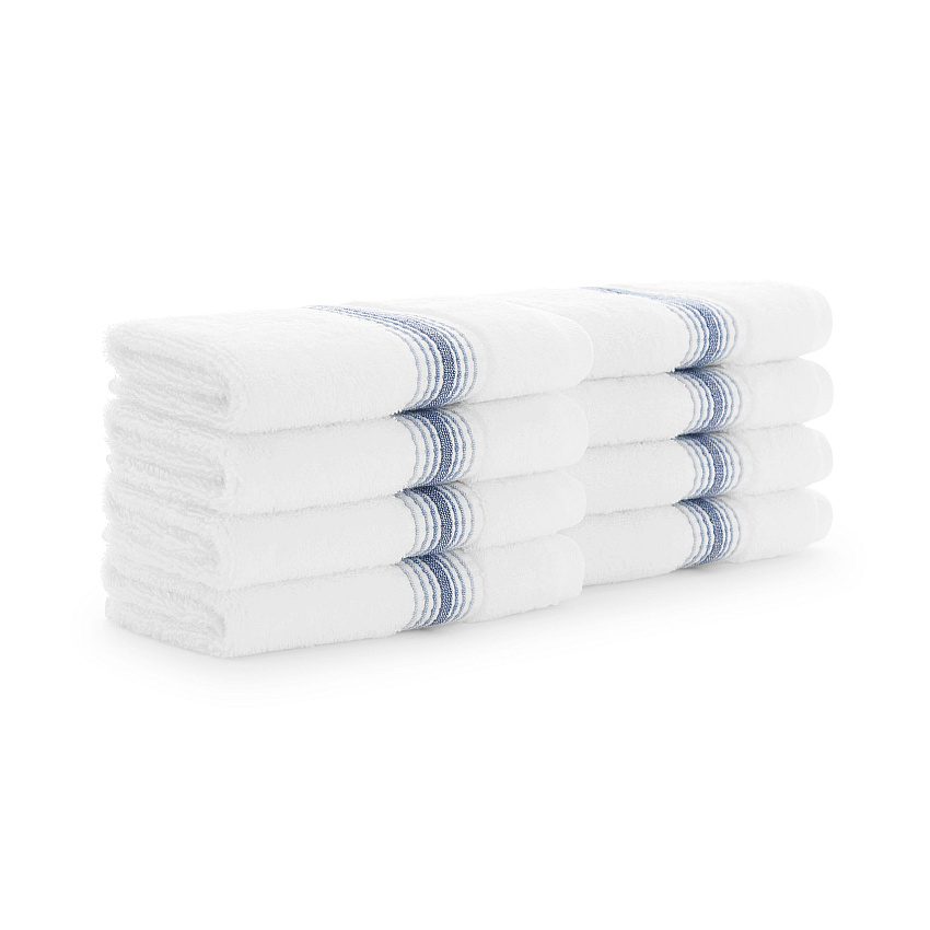 Aston & Arden Turkish Striped Washcloth 13x13 Crystal - Pack Of 8 (WC-STT-1313-1.75-CYT)
