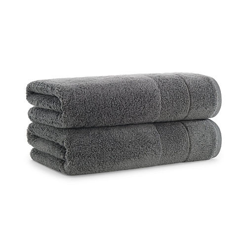 Aston & Arden Turkish Solid Bath Towel 30x60 Pewter - Pack Of 2 (BT-TS-3060-18-PTR)