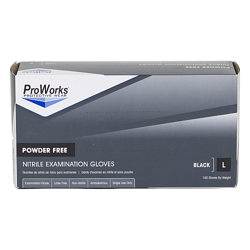 Proworks Nitrile Powder Free 5 Mil Exam Gloves Black Lrg, Case Of 1000 (GL-N145FL)