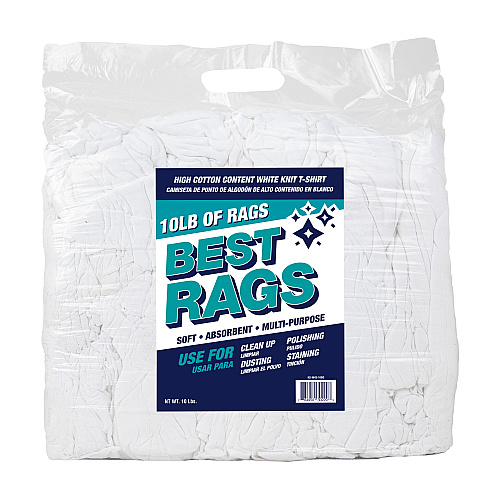 W43 T-shirt Cleaning Rags White New - Case Of 4 Bags (N2-W43-10BG-CS)