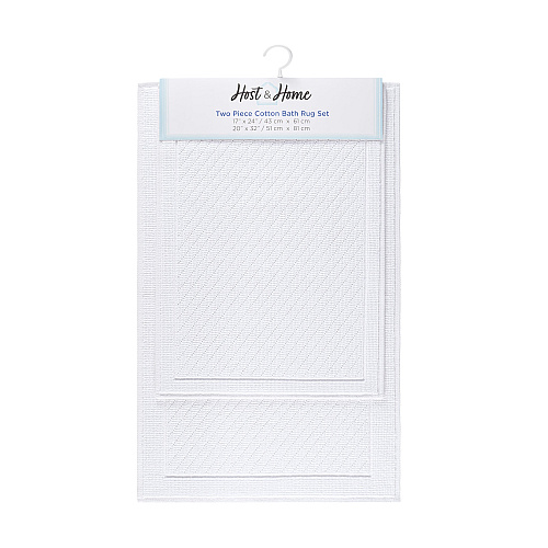 Host & Home Cotton Bath Mat Set 17x24/20x32 - White - 2pc Set (P-HH-BM-2PK-WH)