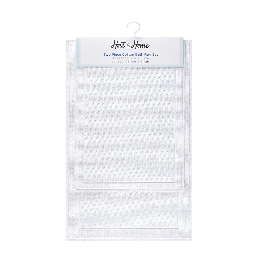 Host & Home Cotton Bath Mat Set 17x24/20x32 - White - 2pc Set (P-HH-BM-2PK-WH)