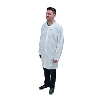 Promax Lab Coat Long Sleeve Snap White Med, Case Of 30 (M1010-M)