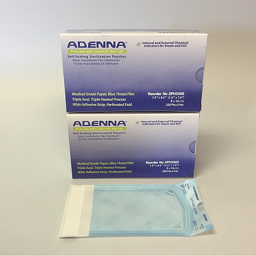 Adenna Sterileization Pouches, Triple Seal, 6.5"x3.5" - Case Of 2000 (SPH3565)