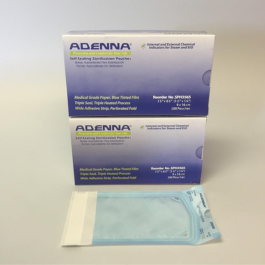 Adenna Sterileization Pouches, Triple Seal, 6.5"x3.5" - Case Of 2000 (SPH3565)