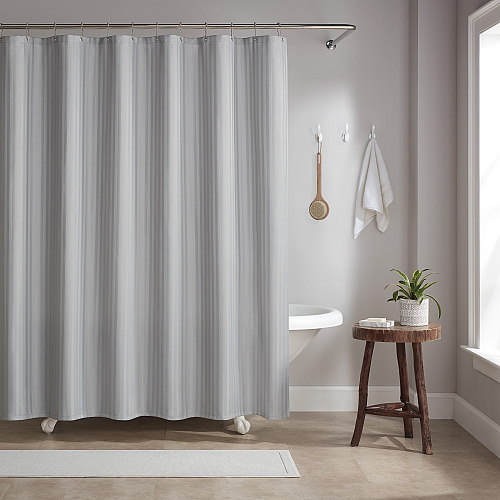 Host & Home Poly Shower Curtain Set 72x72 Damask Light Grey - 1 Set (P-SCSTD-7272-LG)