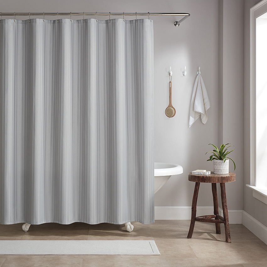 Host & Home Poly Shower Curtain Set 72x72 Damask Light Grey - 1 Set (P-SCSTD-7272-LG)