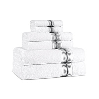 Aston & Arden Turkish Striped 6pc Towel Set Pewter Gray - 1 Set (PNP-BST-STT-PTR)