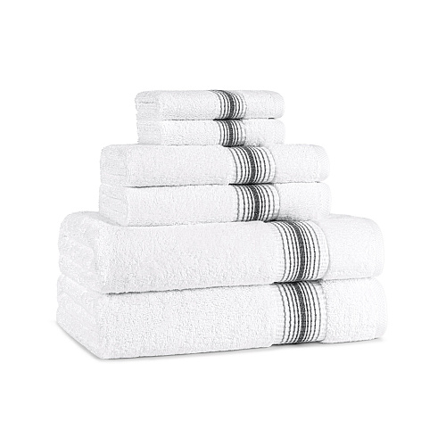 Aston & Arden Turkish Striped 6pc Towel Set Pewter Gray - 1 Set (PNP-BST-STT-PTR)