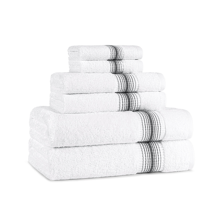 Aston & Arden Turkish Striped 6pc Towel Set Pewter Gray - 1 Set (PNP-BST-STT-PTR)