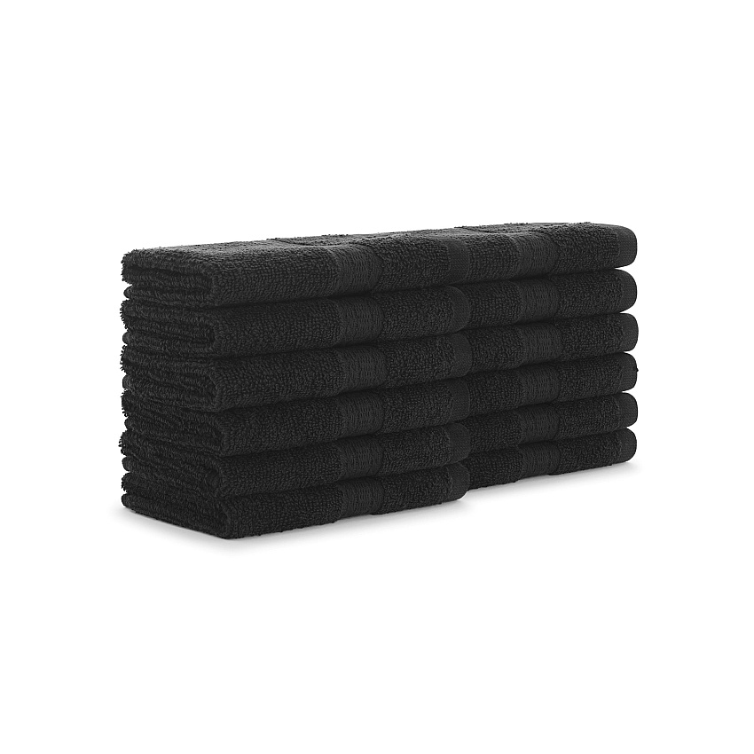 True Color Washcloth 12x12 Black - Case Of 300 (WASH-BLACK)