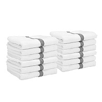 Power Gym Hand Towel 16x27 Gray Stripe - Pack Of 12 (PWR-1627-3GYCS)