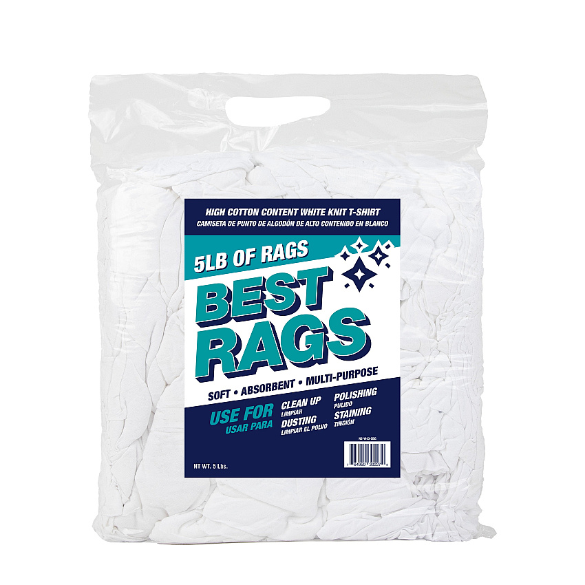 W43 T-shirt Cleaning Rags White New - 5lb Bag (N2-W43-5BG)