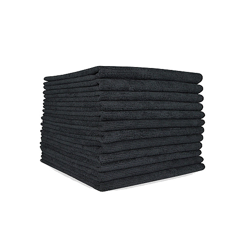 Microfiber Cloth 300gsm 16x16 Half-fold Black 12/b, Pack Of 12 (MFC3001616BK)