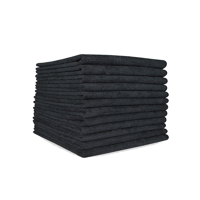 Microfiber Cloth 300gsm 16x16 Half-fold Black 12/b, Pack Of 12 (MFC3001616BK)