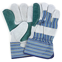 Proworks Select Leather Double Palm Gloves, Gray - Bag Of 12 Pairs (GWLDBP1)