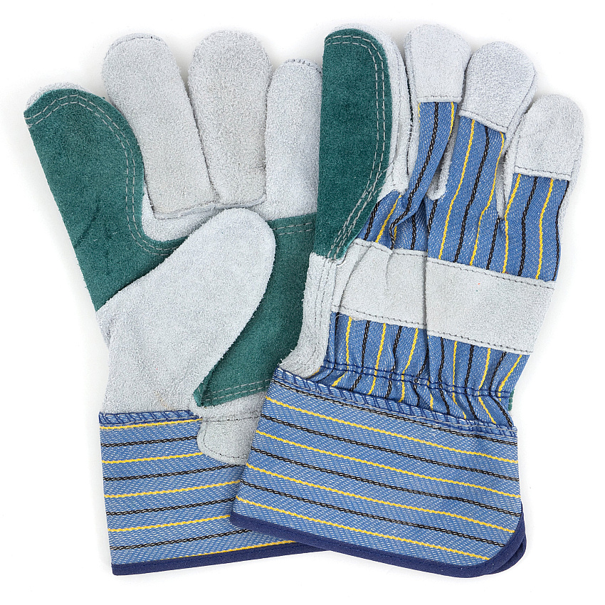 Proworks Select Leather Double Palm Gloves, Gray - Bag Of 12 Pairs (GWLDBP1)