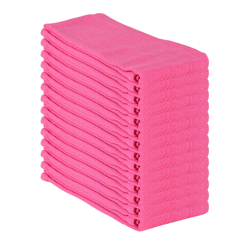 Huck Cotton Cleaning Towels 16x26 Pink - Pack Of 12 (ABSBNT-PINK)
