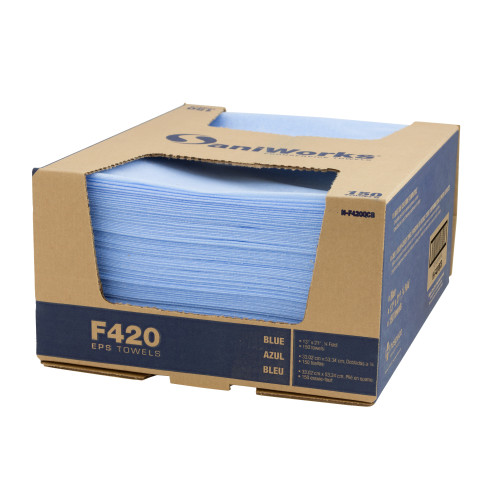 Saniworks Eps Towels, Blue, 13x21, 1/4 Fold - Case Of 150 (N-F420QCB)