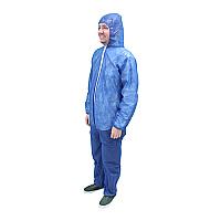 Polylite Coverall Zipper Front With Hood Blue Med, Case Of 25 (M1500B-M)