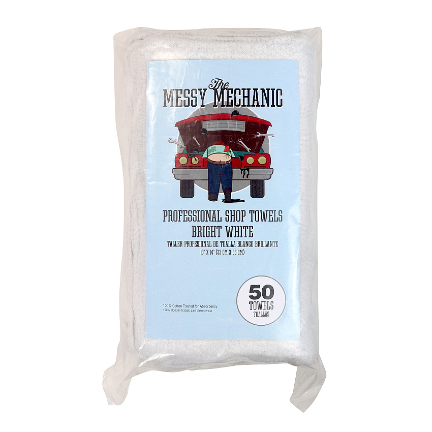 Messy Mechanic Shop Towels 12x14 White - Bag Of 50 (AT-WST50-BG)