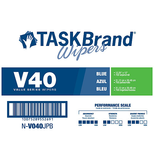 V40, Hw, Drc, Blu, 12.25x12, Jr, 750/rl, 1 Roll/case (N-V040JPB)