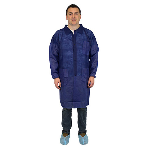 Safety Zone Polyproylene 40g Lab Coat Blue Lrg, Case Of 30 (M1734B-L-E/W)