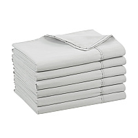 Host & Home Microfiber Flat Sheets Queen - Gray W/ Blue Hem - Case Of 24 (MFS-90110-GY)