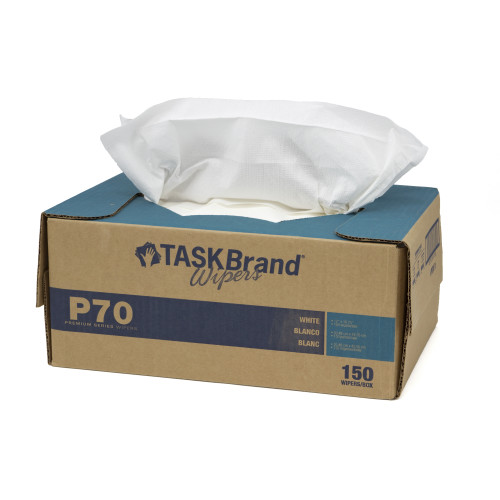 Taskbrand P70 Premium Series Wiper, Hydrospun, White, 11"x16.75", Medium Duty, Interfold - 150/twintote, 150/twintote (N-P070ITW)