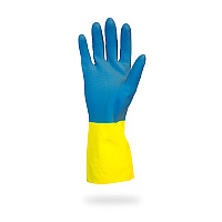Hospeco Flock Lined Neoprene 22 Mil Gloves Blue/yellow Xl, 12 Pairs (GRLY-XL-1SF)