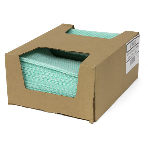 Saniworks Choice Counter Towels, Poly/rayon, Green/white, 13x20, 1/4 Fold - Case Of 150 (N-F110QCG2)