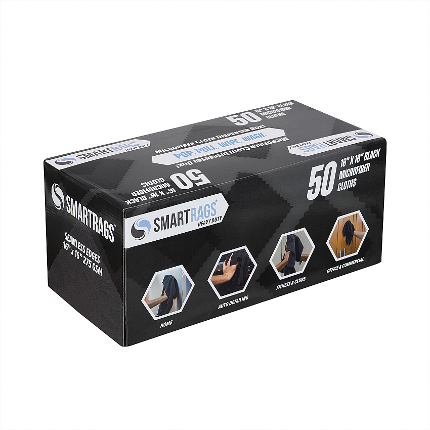 Smartrags Xl Microfiber 45 Gram 16x16 Black, Case Of 400 (M930BK)