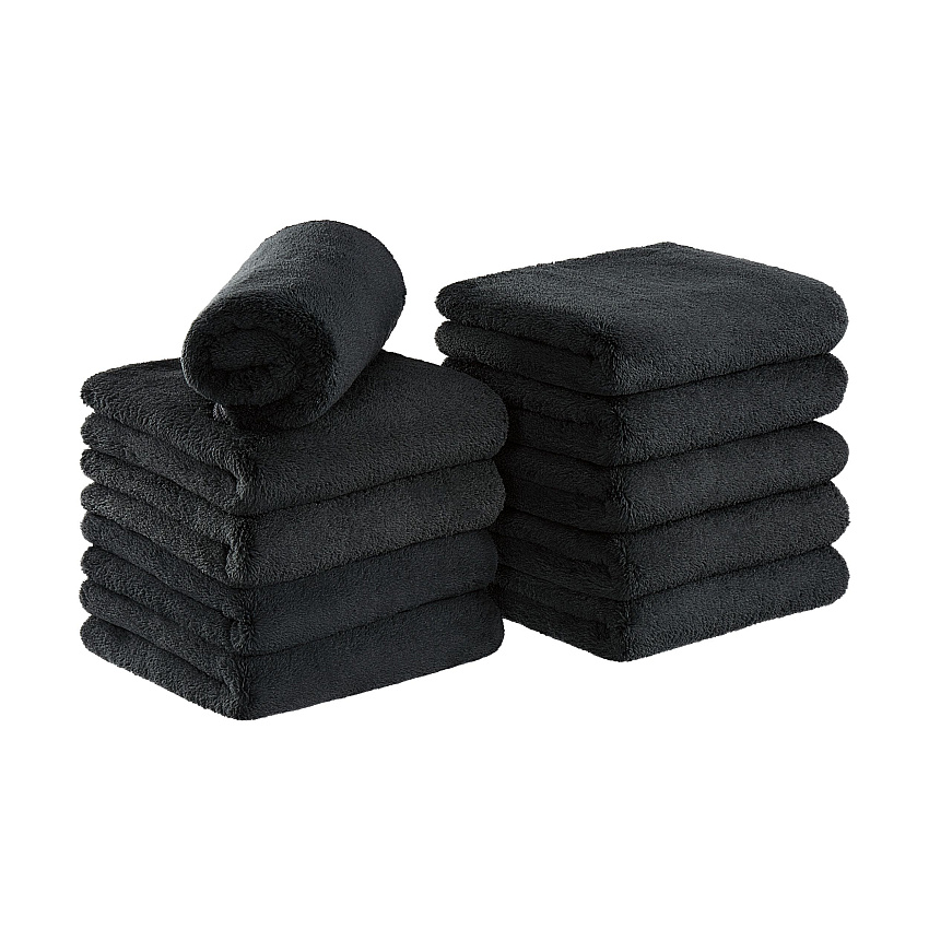 Coral Fleece Salon Towel 16x27 Black - Pack Of 10 (M915117BK)
