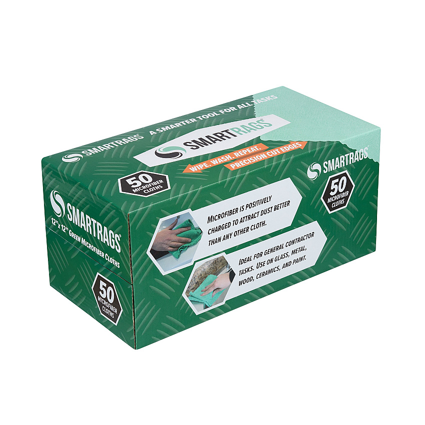Smart Rags Microfiber Cloths 12x12 Green, Case Of 400 (M950G)