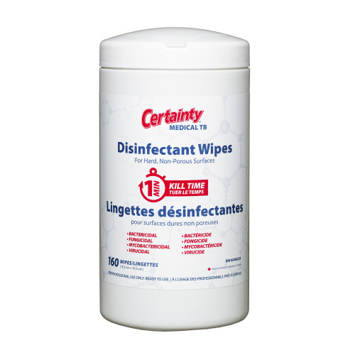 Certainty Medical Tb Disinfectant Wipes Canister, 6.4”x6.5”, 160 Wipes/canister - Case Of 6 (96160)