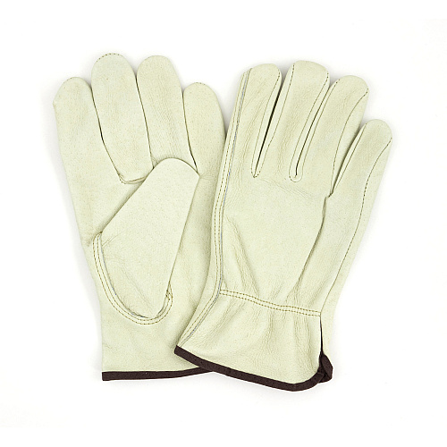 Proworks Standard Grain Cowhide Driver Gloves, Medium, Keystone Thumb, Shirred Elastic Wrist, Durable Work Glove, Large, Bag Of 12 Pairs (GWCGLDR1-L)