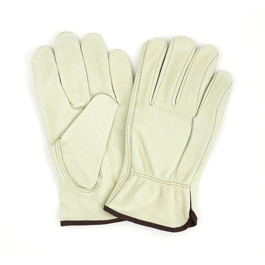Proworks Standard Grain Cowhide Driver Gloves, Medium, Keystone Thumb, Shirred Elastic Wrist, Durable Work Glove, Large, Bag Of 12 Pairs (GWCGLDR1-L)