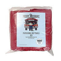 Messy Mechanic Shop Towels 100 Pack 12x14 Red, Case Of 600 (AT-STB100-BG-CS)
