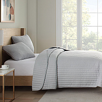 Host & Home Brushed Microfiber Quilt Set - Twin, Light Gray - Case Of 4 (MFQT-TWSET-LG)