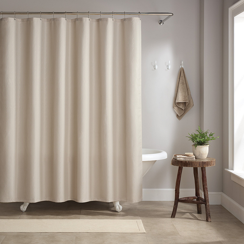 Host & Home Poly Shower Curtain Set 72x72 Raindrop Almond Milk - 1 Set (P-SCSET-7272-BG)