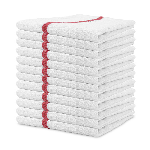 Qwick Wick Bar Mop Towel 30oz Red Stripe - Pack Of 12 (P-N030-W65RD-5DZ)