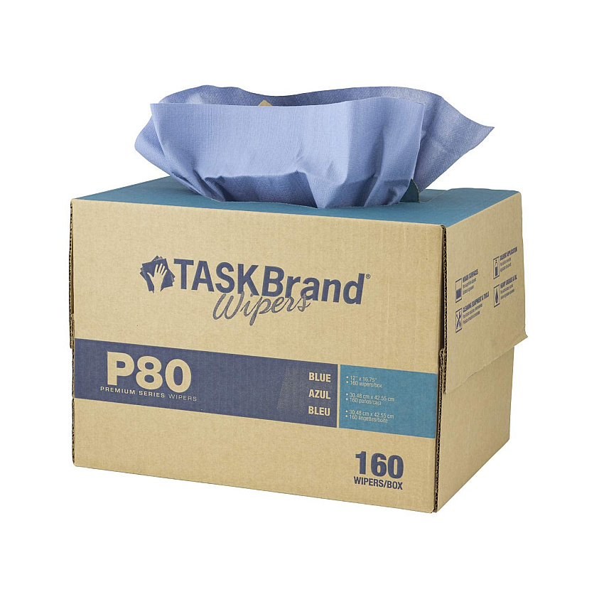 Taskbrand P80 Hydrospun Interfold Wiper, Blue, 11x16.75, 160/dc, Case Of 160 (N-P080ITB)