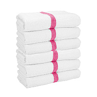 Power Gym Bath Towel 22x44 Pink Stripe, Case Of 60 (PWR-2244-6PKCS-CS)