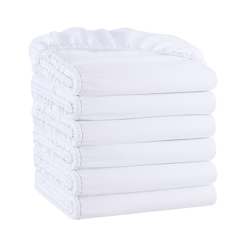 Host & Home Microfiber Fitted Sheets Full - White W/ Red Hem - Pack Of 6 (P-MFS-548012)